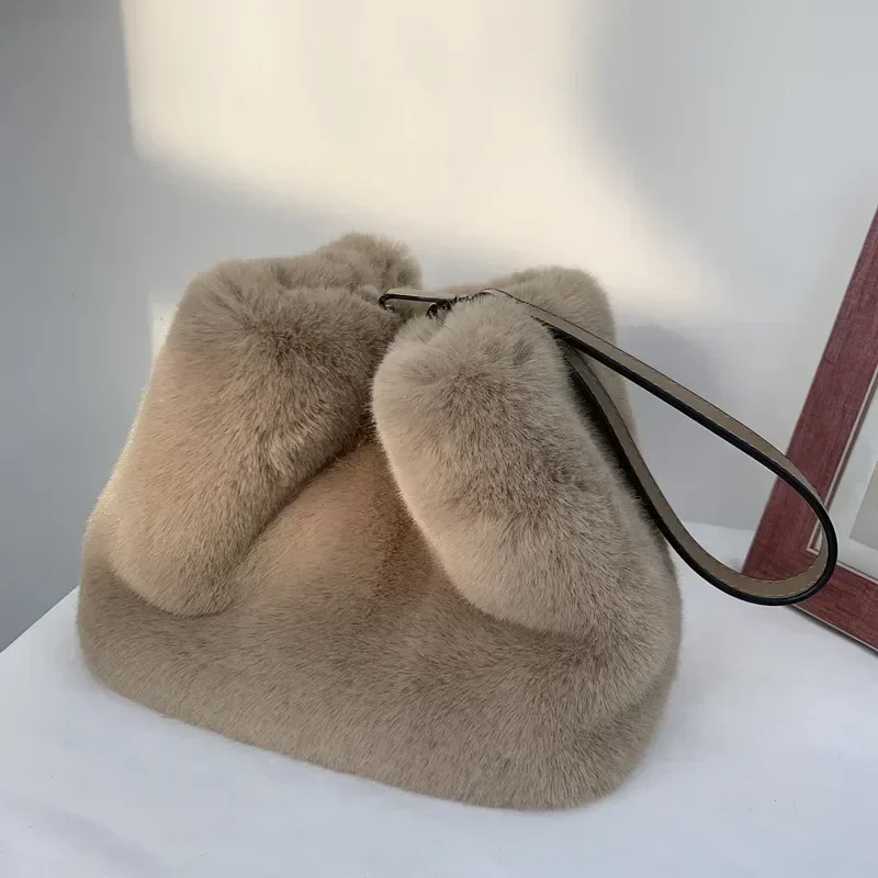 Borse di design di lusso per le donne Pelliccia di visone sintetica Peluche Borse a secchiello a spalla da donna Borsa a tracolla Borsa a tracolla