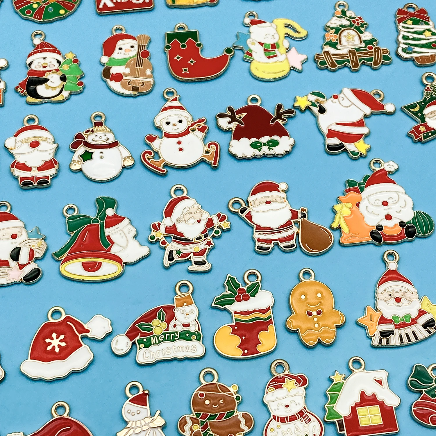 20pcs Drip Zinc Alloy Santa Claus Series Charms Pendant DIY Necklace Earrings Making Christmas Jewelry Gifts