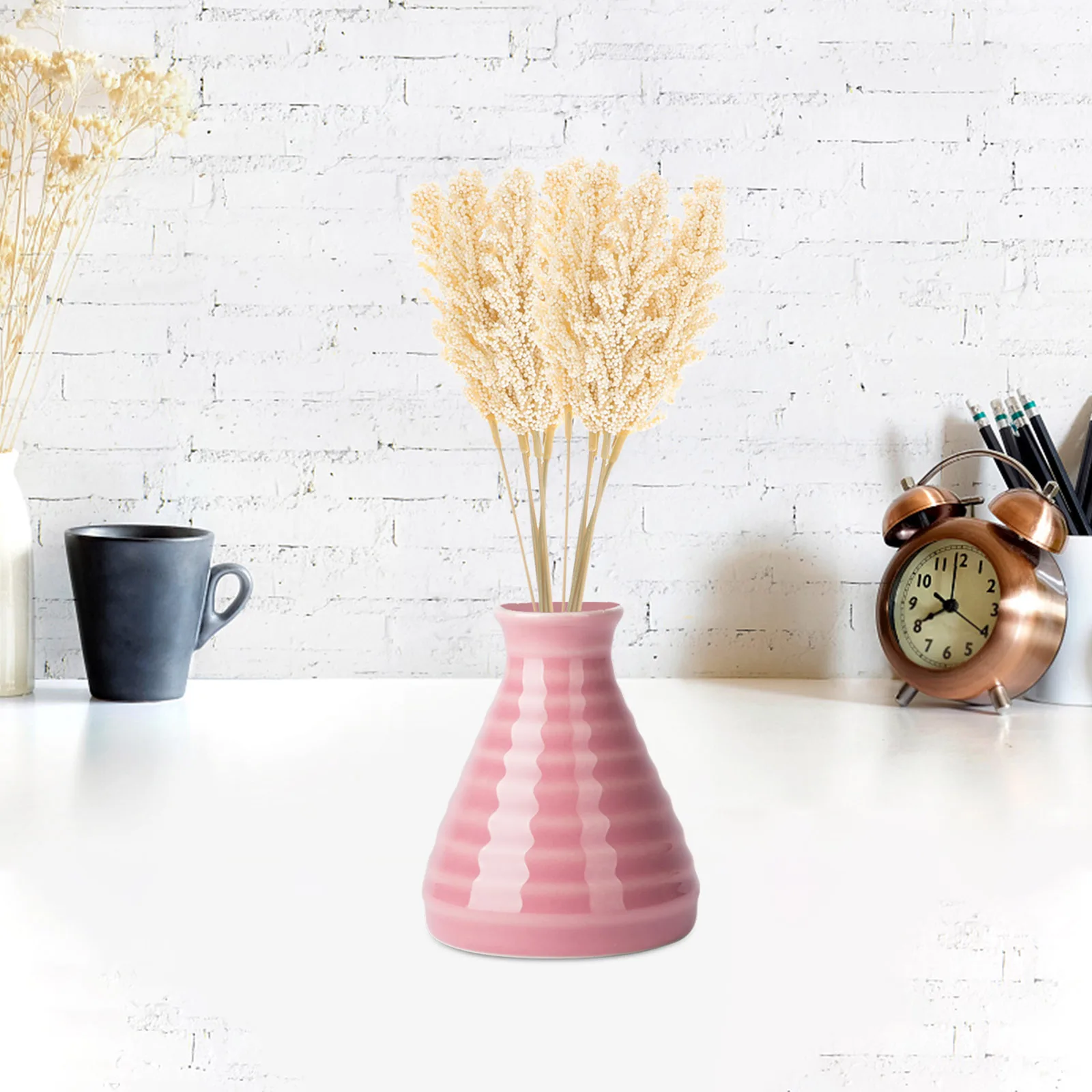 

2 Bunches Dried Artificial Bouquet Wedding Decor Wheat Stalks Fake Sheaves Office Decorations