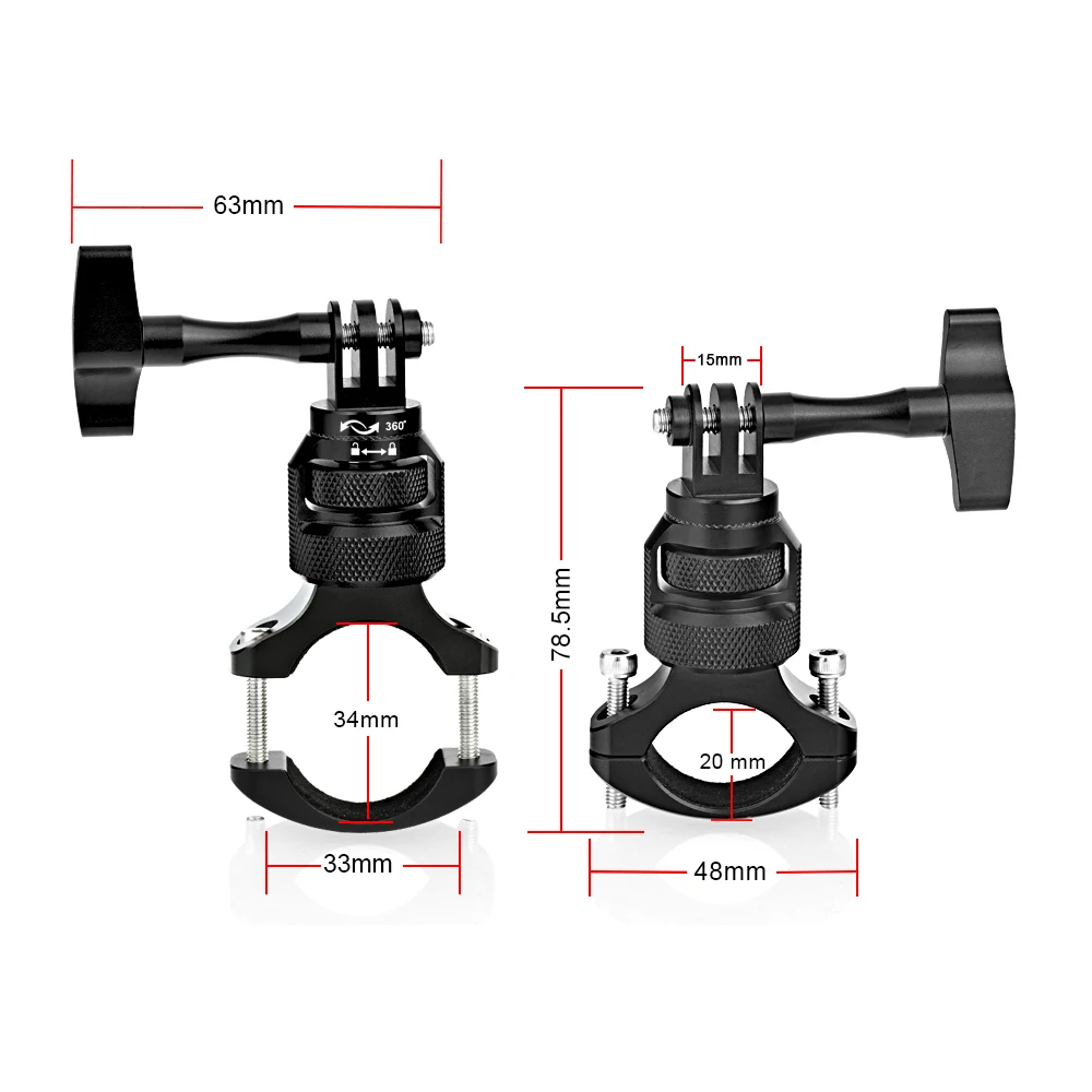 For GoPro Hero Metal Cycling Bike Mount 360 Degree Rotation Motorcycle Handlebar Holder for Insta360 DJI Osmo Action 4 5 Pro