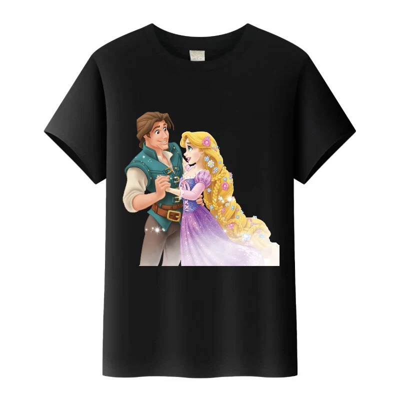 

Kawaii Disney Tangled Princess Kids Streetwear Tops Woman Tshirt Lovers Harajuku Y2k Tee Men Blouse Family Short Sleeves T-Shirt
