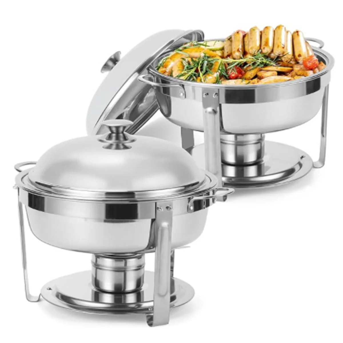 1/2/4/6 Pack Round Chafing Dish Warmer With Stainless Steel Lid  Party Wedding Catering Hotel Buffet Catering Food Warmer Server