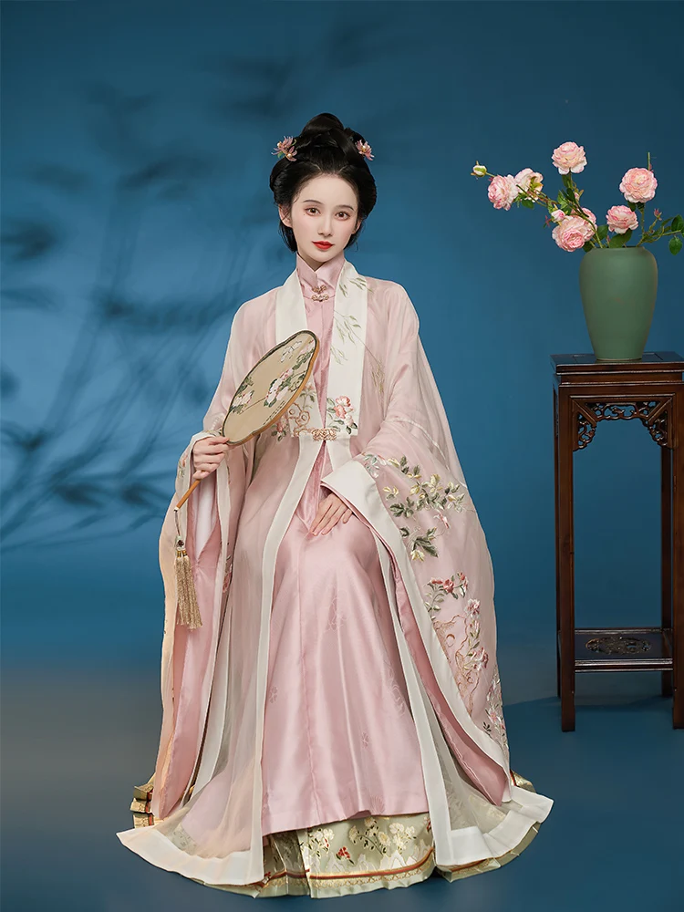 

Комплект Ханьфу с воротником-стойкой Ele от Xingxiangzi: Изысканный шарм, полированное полиэфирное волокно, осенняя коллекция из Китая