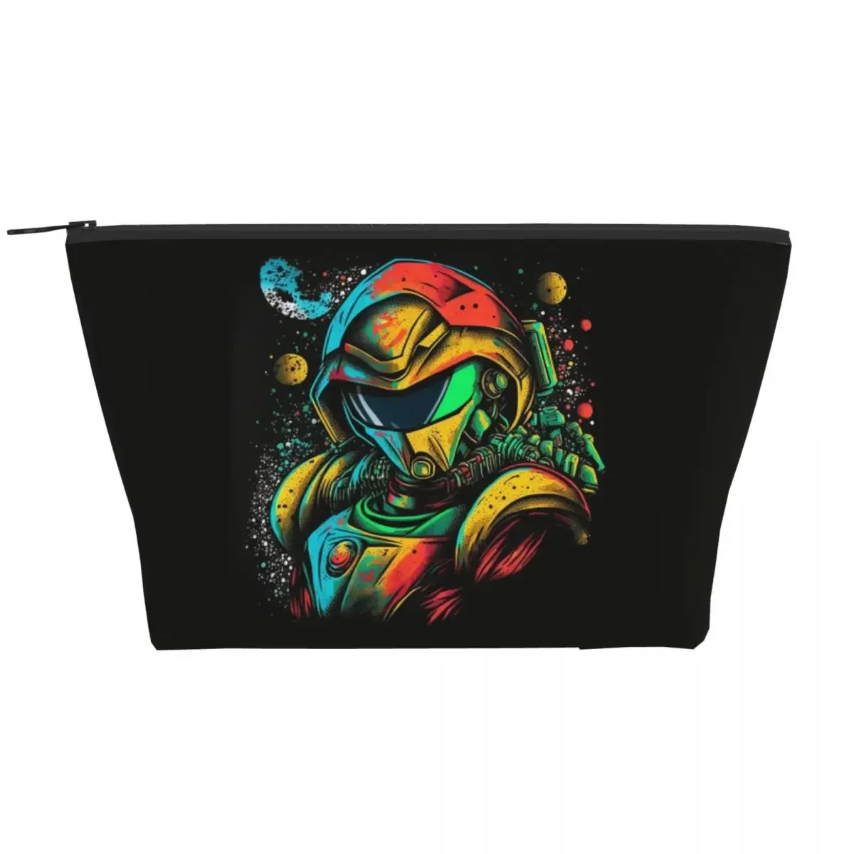 Bolsas de cosméticos para mujer con diseño estilizado de Metroid Samus Aran, estampado de grafiti, neceser de viaje, organizador de artículos de aseo, estuche tipo Dopp Kit.