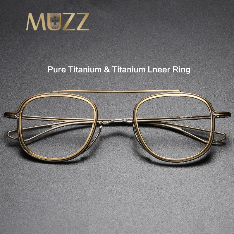 Pure Titanium Glasses Frame New Men Women Vintage Square Myopia Prescription Eyeglasses Optical Eyewear With Titanium Ineer Ring