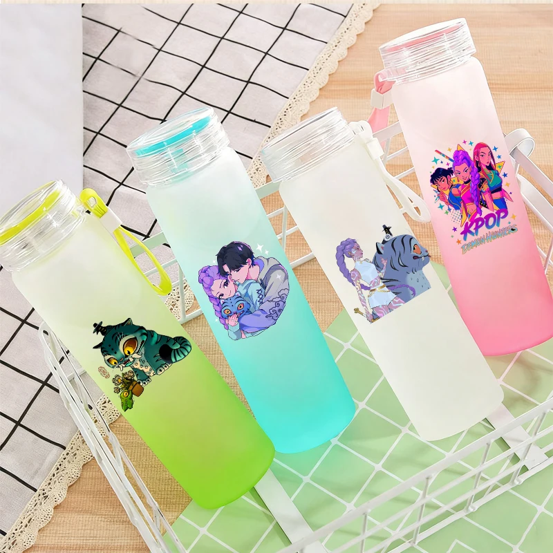

400ml KPop Demon Hunters Colored Water Bottle Large Capacity Anti Scald Water Bottle Anti Slip Water Bottle Children's Gift