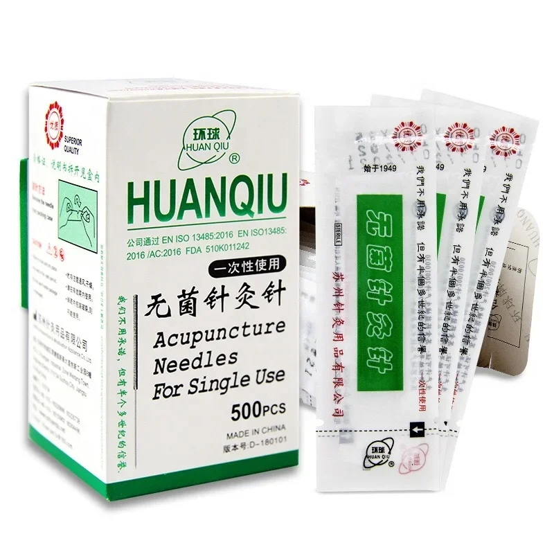 Huanqiu Imported Steel Wire Chinese Needle Dry Needle Disposable Sterile Acupuncture Needles 500pcs with Tube