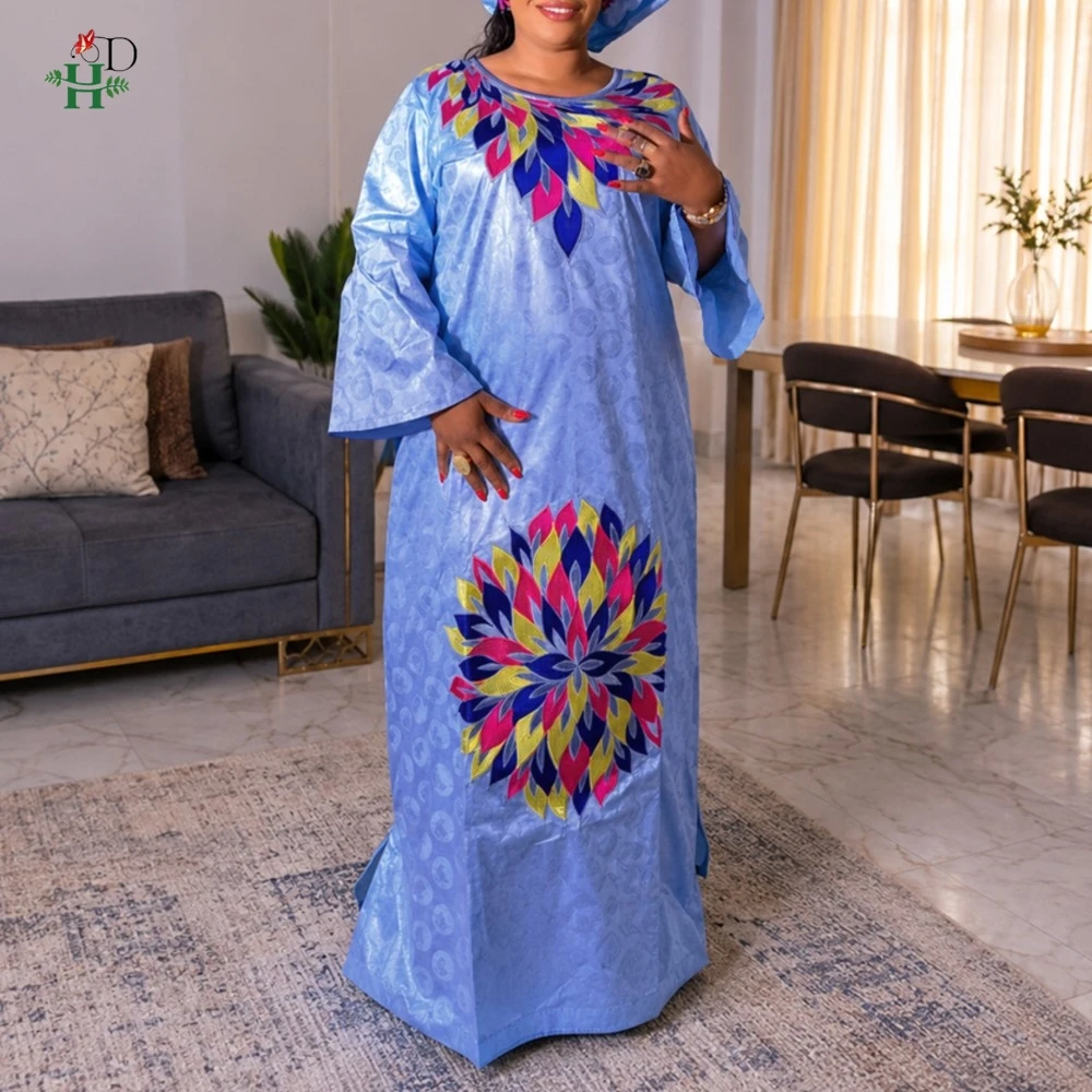 H&D Dresses on Clearance Sale African Dresses for Woman Bazin Riche African Clothing Traditional Embroidery Turkey Luxury Wears