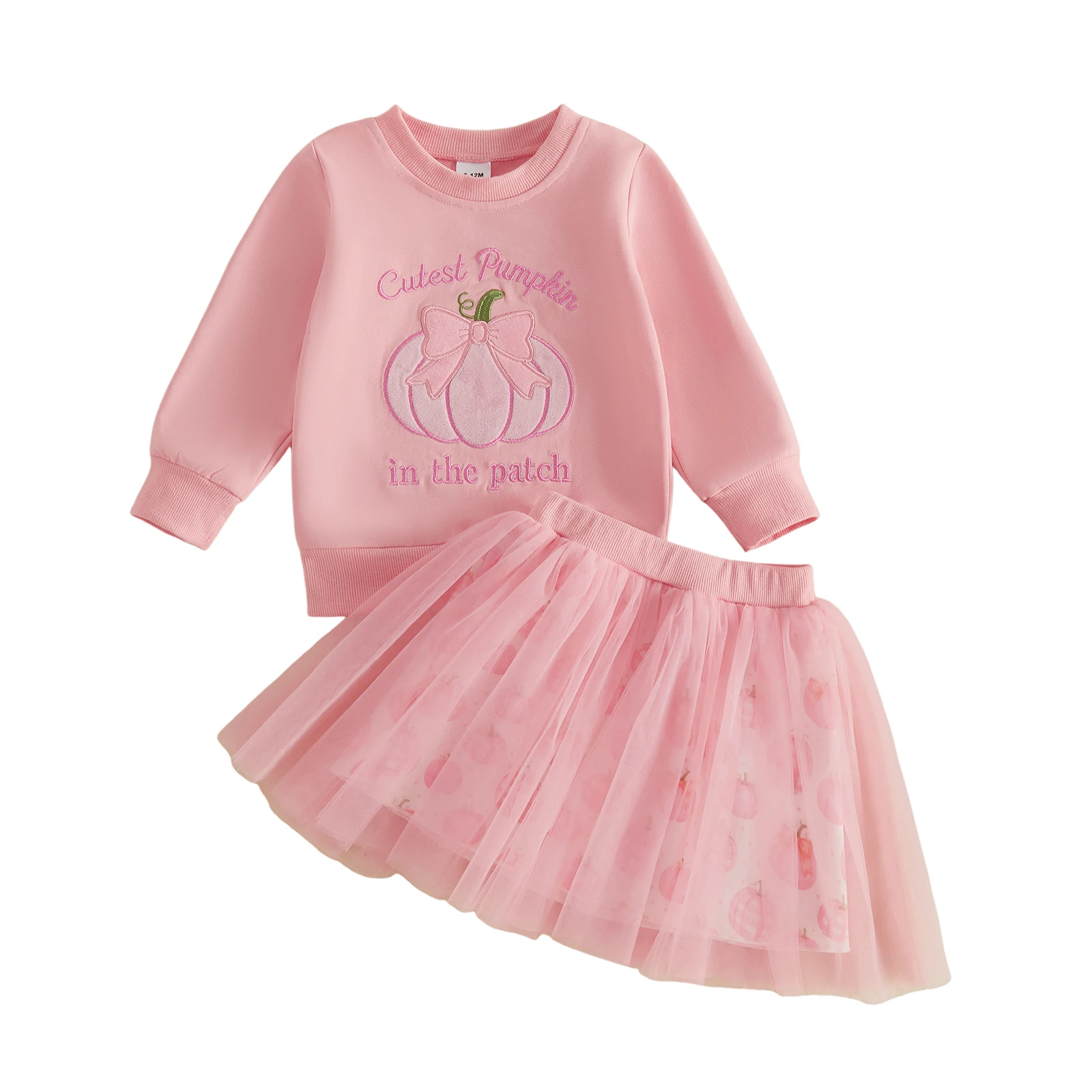 Early Autumn Toddler Baby Girls Crew-Neck Long-Sleeve Pullover Sweatshirt with Elastic Waist  Casual A-Line Skirt Halloween Sets