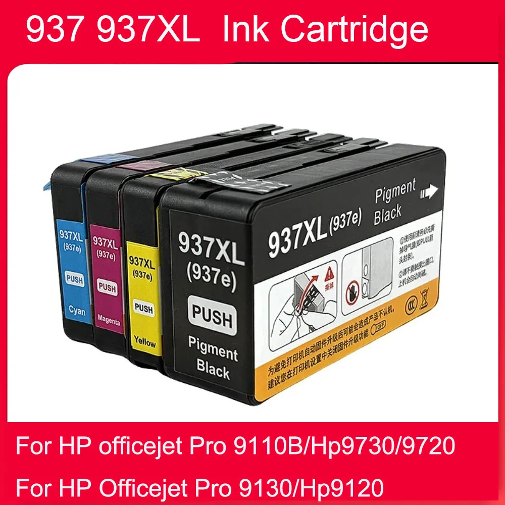 For HP937 HP 937 XL High Yield EvoMore Ink Cartridge Black/Color for OfficeJet Pro 9120 9110B 9130 9720 9730 Printer