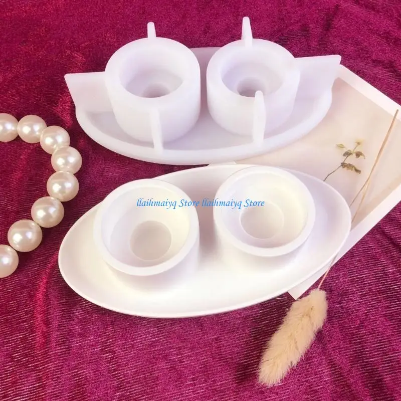 

573B Two Hole Holder Crystal Silicone Mold Candlestick Resin Moulds