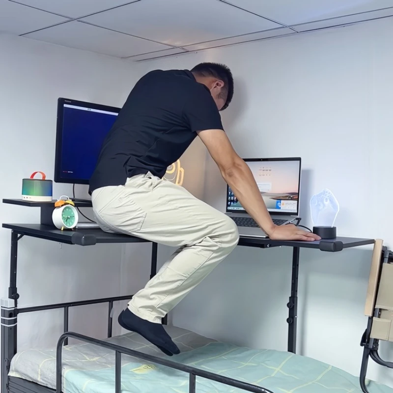 طاولة كمبيوتر زاوية رفع السرير، طاولة رياضية إلكترونية، مسكن جامعي للدراسة بطابقين