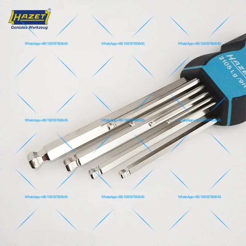 German original HAZET 2105LG/9H metric extended ball head inner hexagonal L-shaped wrench 9-piece set