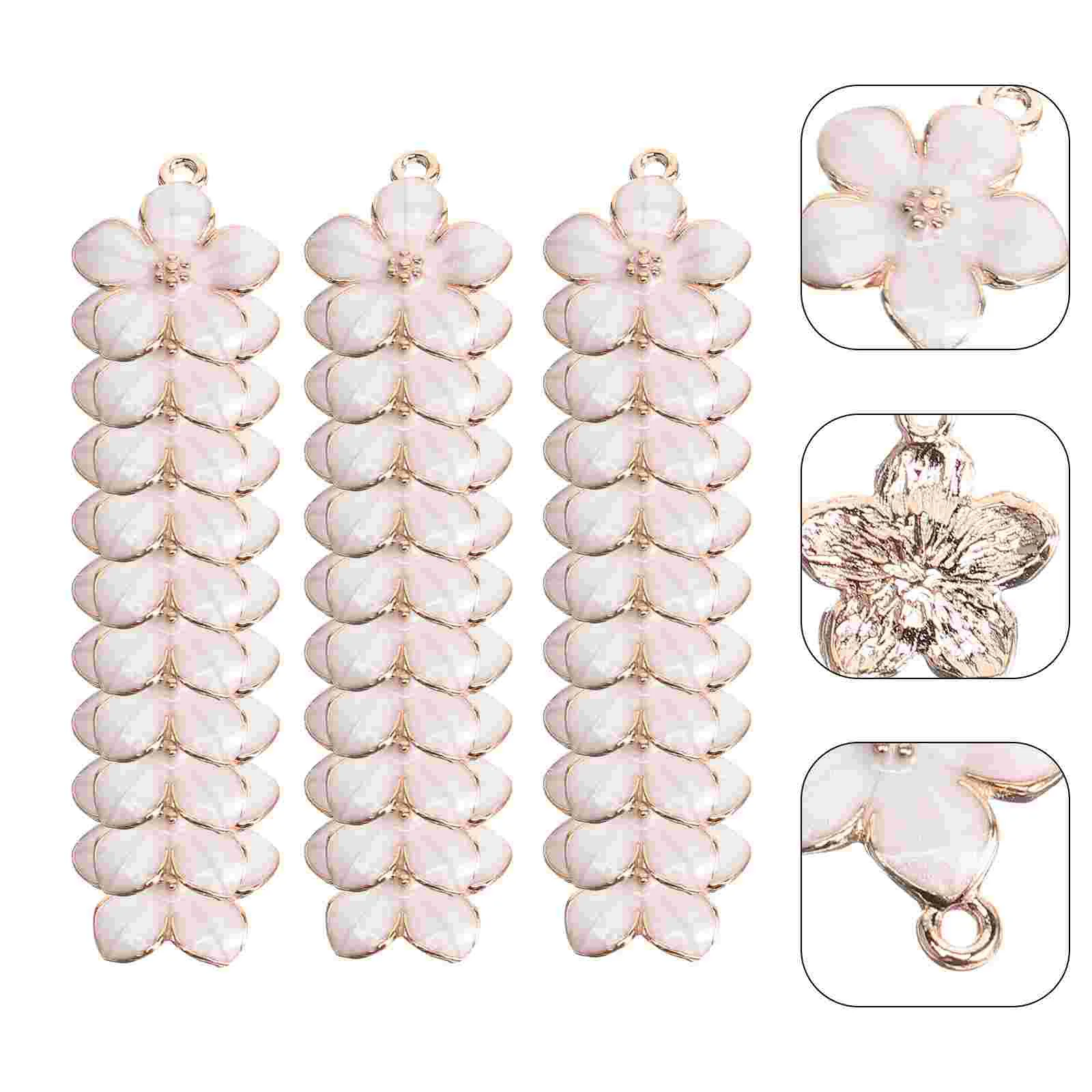 50 Pcs Bracelets Sakura Pendant Jewelry Flower Charms for Making Marshmallow Compact Necklace White