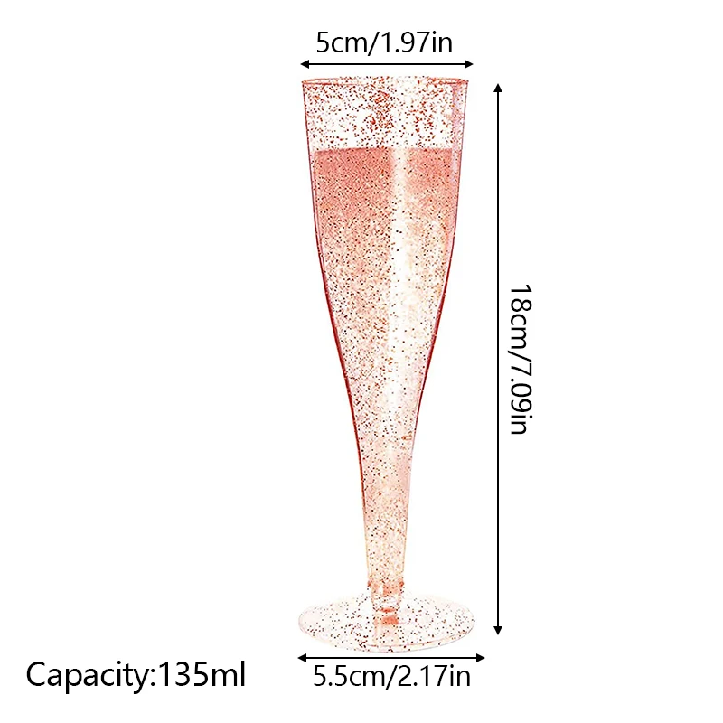 5pcs 135ML Champagne Cup Disposable Plastic Flutes Cups Wedding Birthday Party Supplies Bar Drink Red Wine Ice Cream Cup