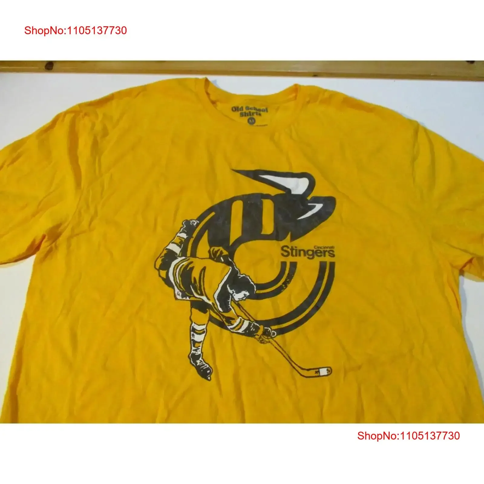 تي شيرت CINCINNATI STINGERS LOGO 1970s WHA World Hockey ASSOCIATION مقاس XL عتيق مغسول على الموضة أوم مريح ممتد