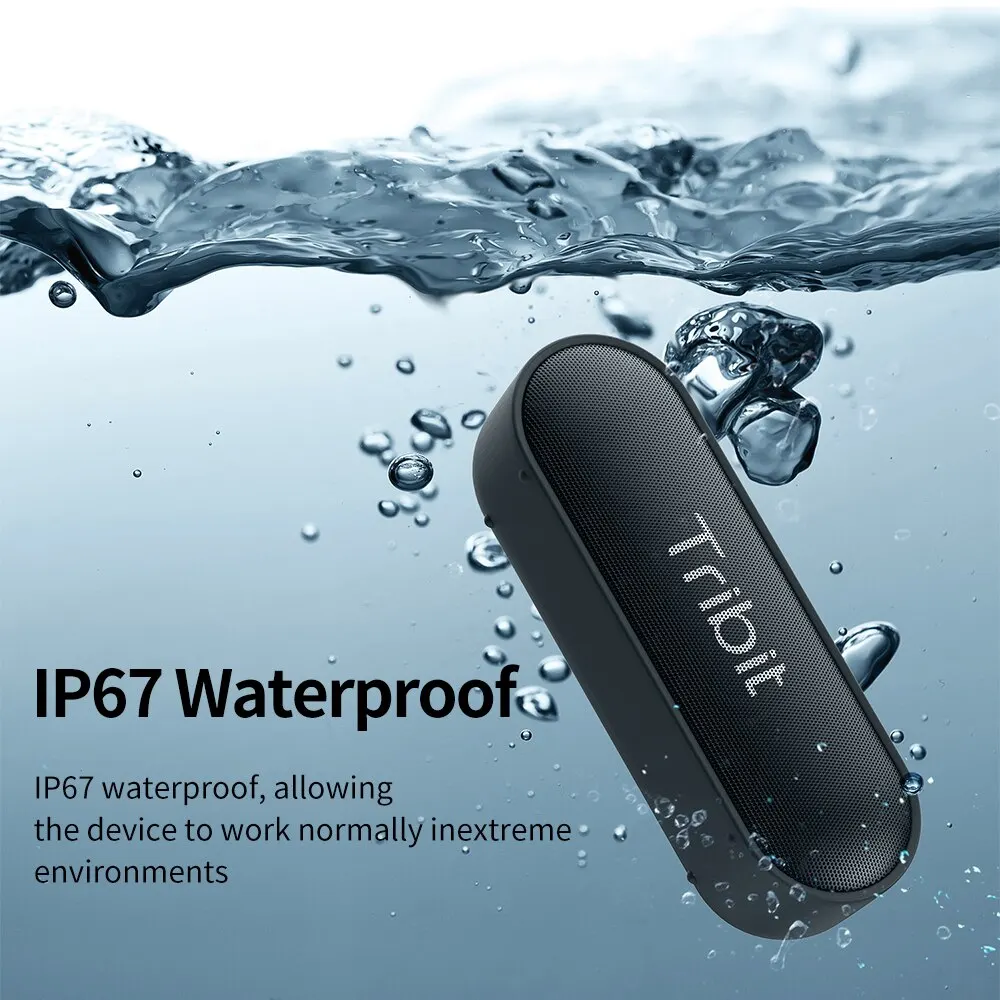 Tribit xsound đi Loa bluetooth di động IPX7 không thấm nước tốt hơn bass 24 giờ Thời gian chơi cho Đảng cắm trại Loa Type-C AUX