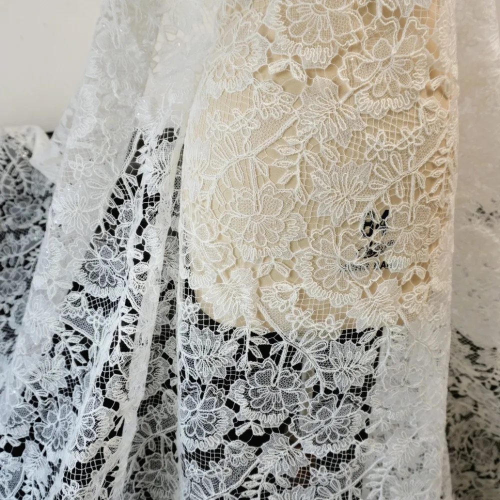 Elegant Hollow Out Floral Lace Cloth for Bridal Gown Wrap Table Decor Doll Outfit Cheongsam DIY Craft Sewing Supplies
