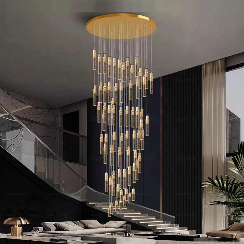

Modern home decoration crystal chandelier, stair Pendant lamp, living room Pendant lights, interior lighting