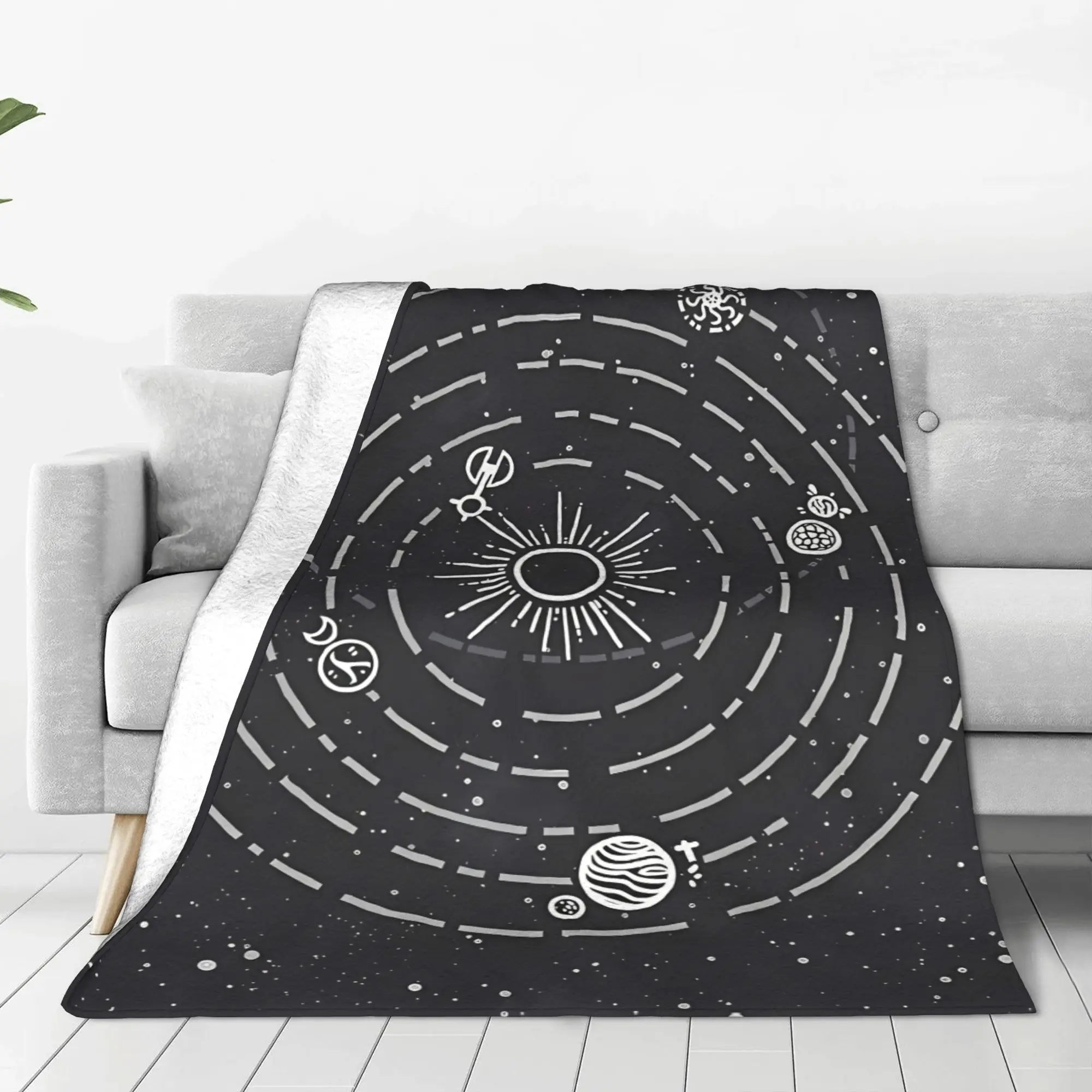 1PC Home Cute Room Decor Solar System Blanket Throw Blanket Outer Wilds Novelty Warm Blanket All Season