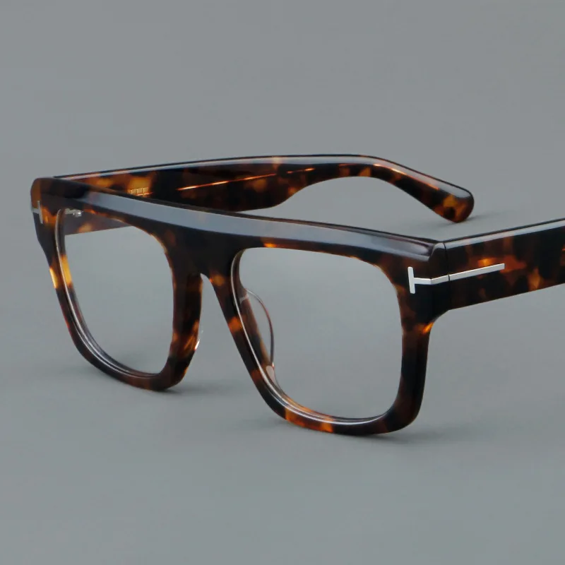 New Thick Acetate Fiber Square Frame Men Women Anti Blue Light Fine Carving Retro Optical Prescription Customized Myopia Glasses