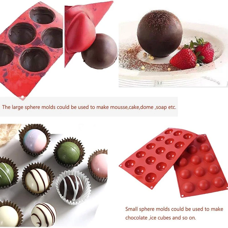 Moldes de silicona para regalo de Chocolate de Navidad, accesorios redondos 3D para hornear pasteles, herramienta ecológica para hornear, 59 bolas