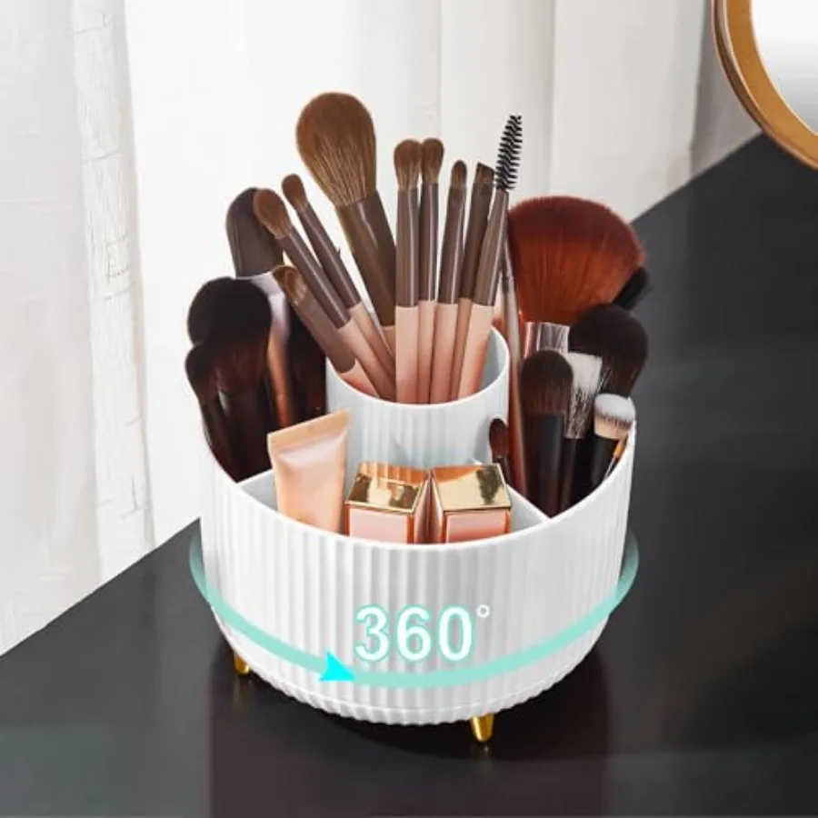 

Makeup Brush Holder Organizer, 360° Rotating Makeup Brush Organizer, 5 Slot Make up Brushes Cup for Cosmetics, Nail Polish, Art