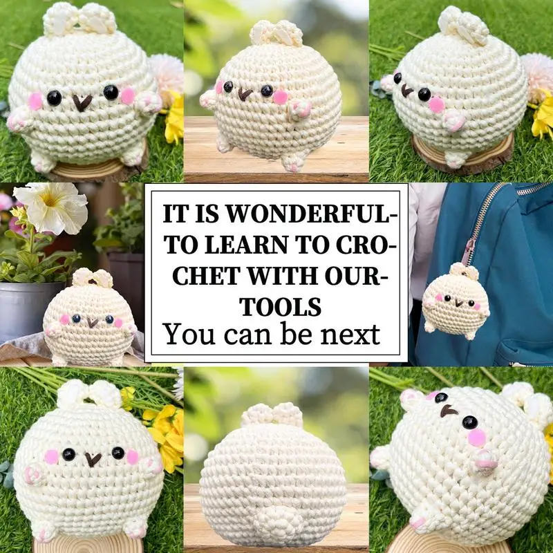Cute Rabbits Knitted Cute Bunny Knitting Craft Complete Crochet Kit Instructions Attached Collectible Doll Toy Crochet Rabbit