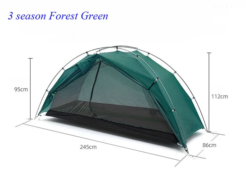 3F UL TAICHI 1 Person No-See-Um 3 Season/4 Season Camping 15D Silicon Coated Tent