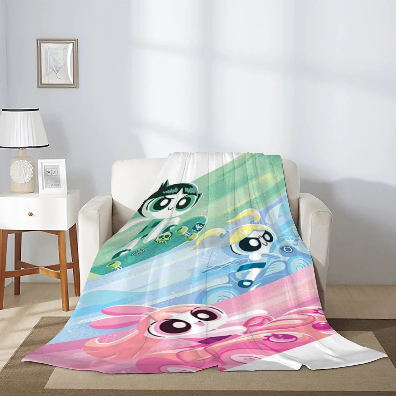 

Decorative Sofa Blanket Girl Cute P-Powerpuff G-Girls Warm Winter Blankets Microfiber Bedding Knee Fleece Fluffy Soft Thick Home