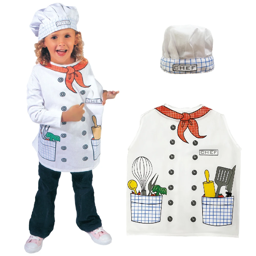 Kids Chef Role Play Costume Dress - Up Set, Pretend Chef Outfit, Chef Costume Toy Set, Halloween Christmas Gift