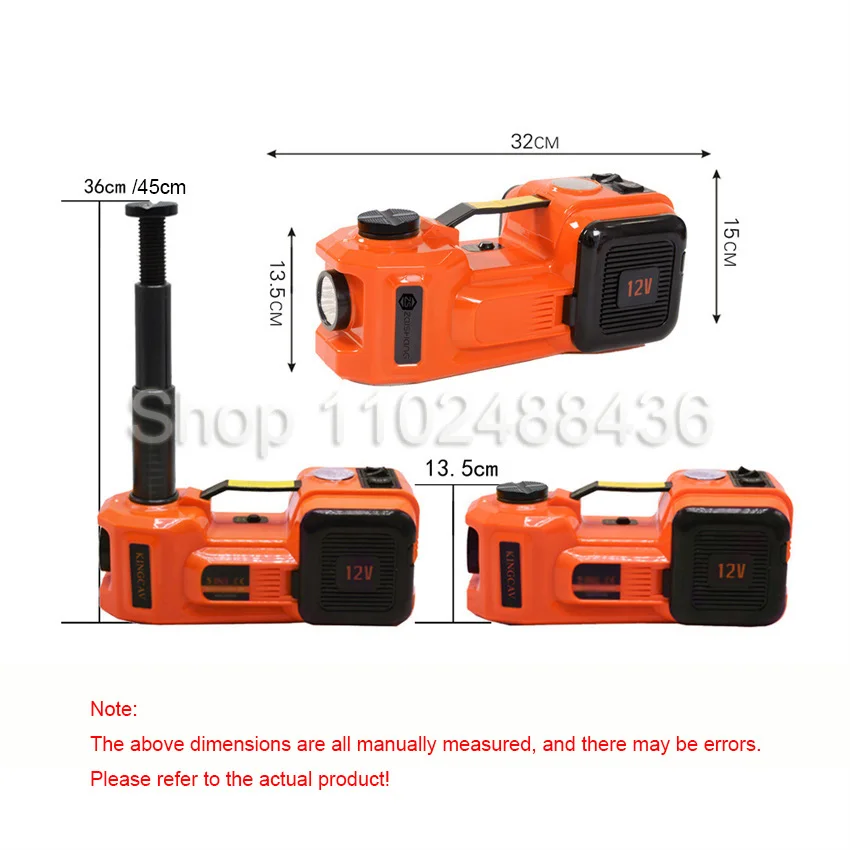 12V 5Ton Electric Car Hydraulic Jack with Tire Inflator Pump and LED Flashlight 3 in 1 Lift jacks With Safe Hammer Tools For Car