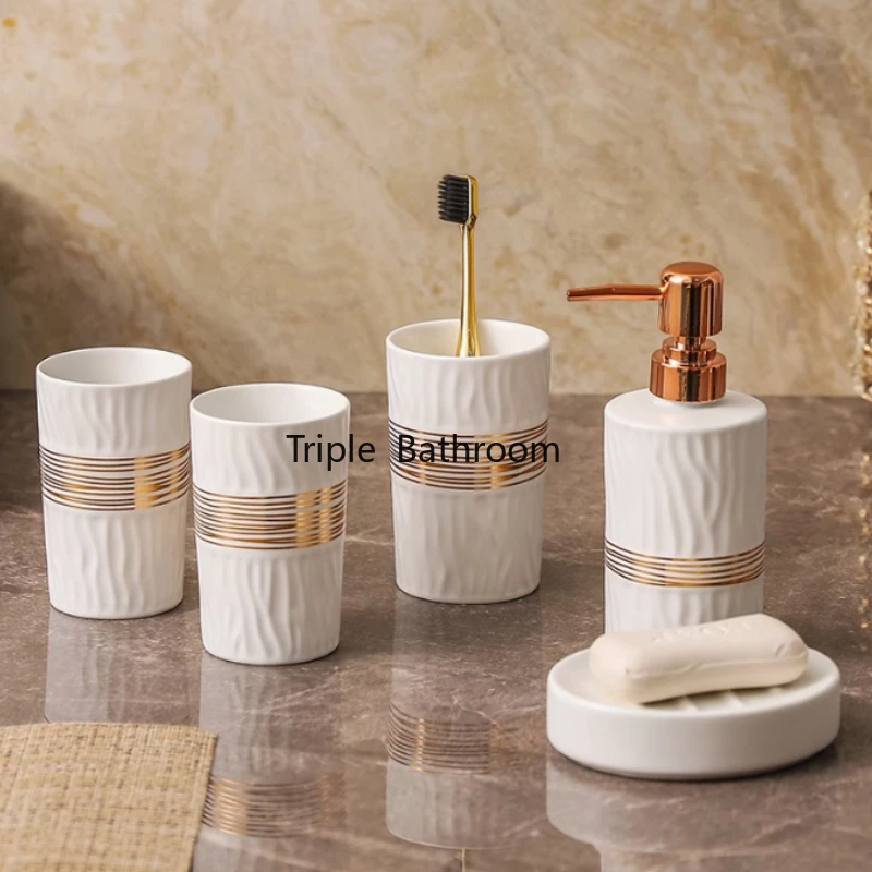 1pc Keramik Bad Lieferungen Gold Zahnbürste Halter Seife Spender Seife Box Badezimmer Dekoration Zubehör Hochzeit Geschenke