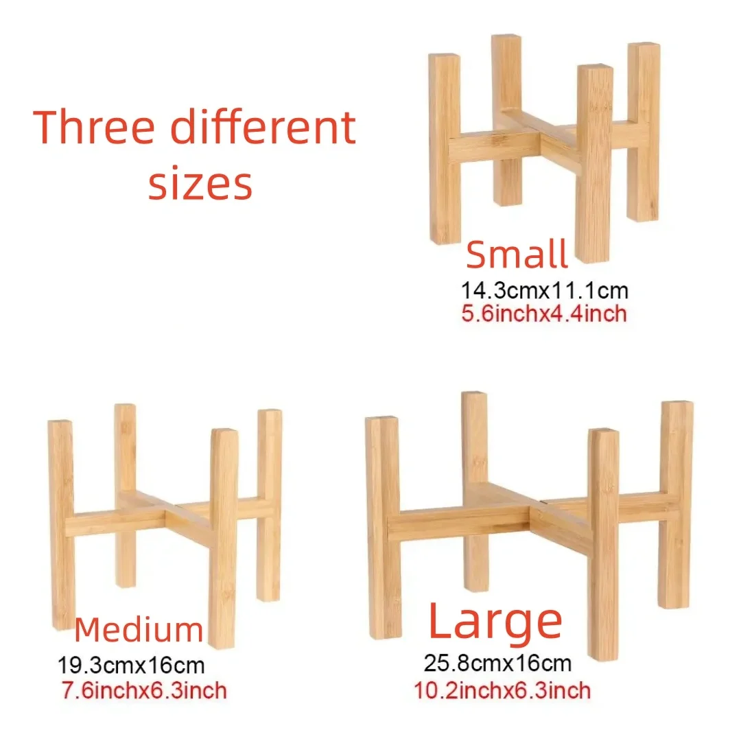 Natural Bamboo Plant Stand, 4-Legged Cross-Shaped Flower Pot Holder, Sturdy Plant Shelf for Indoor & Outdoor Use view 6
