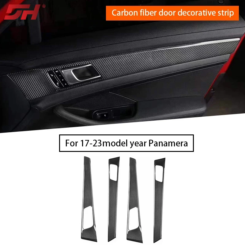 

4pc Real Carbon Fiber Car Door Inside Panel Decorate Cover Sticker Car Interior Accessories for Porsche Panamera 971 2017-2023