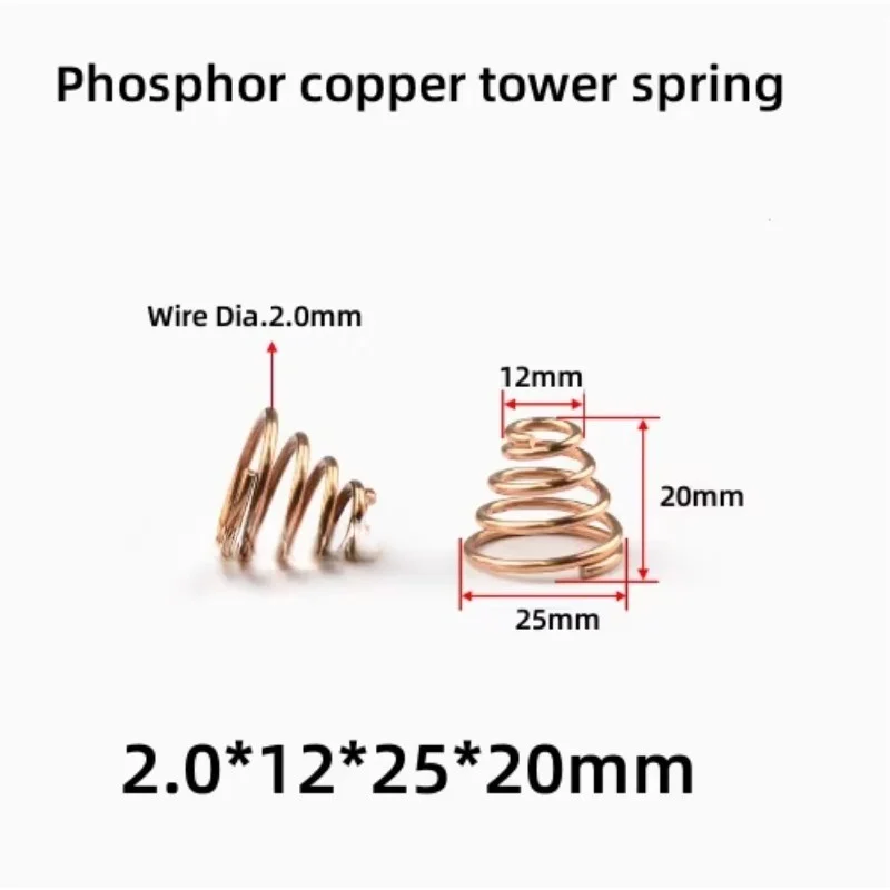 10 piezas de resorte  alambre mecánico  presión  cobre de 2.0*12*25*20mm, 5 espiras