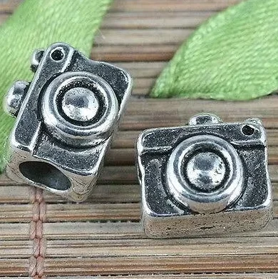 10pcs 10.3*11.6*8mm,hole,4.3mm Alloy matel  tibetan silver color 2sided camera design spacer beads HWEF0267