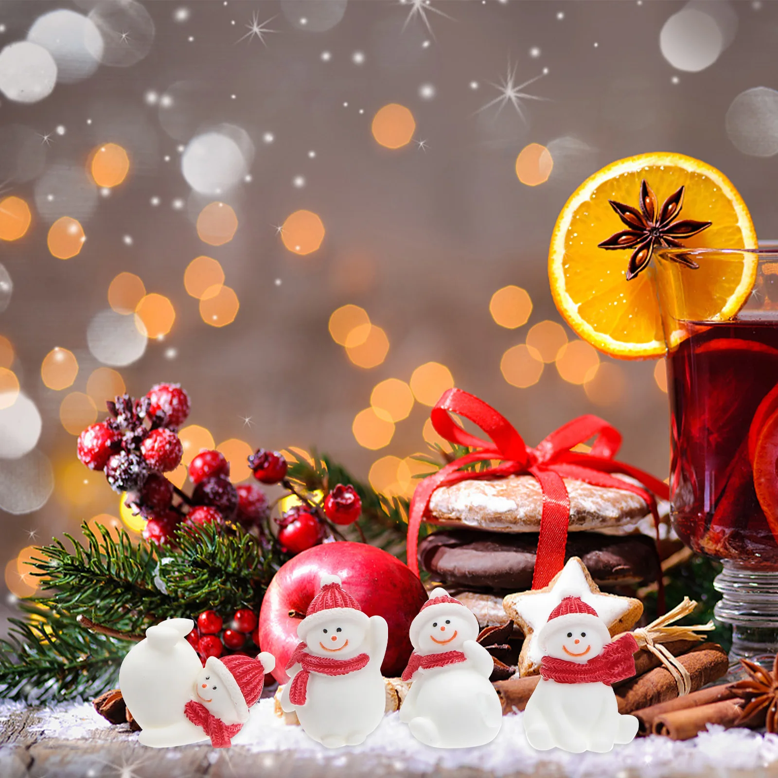 

4Pcs Christmas Snowman Micro Landscape Resin Craft Ornament Miniature Landscape Accessory Home Garden Decor