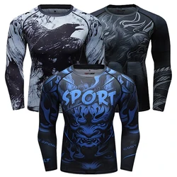 Cody Printed Animal MMA Rashguard Kimono Jiujitsu Man Wrestling Blouse Tattoo T-shirts for Men Compression Bjj Kickboxing Jersey