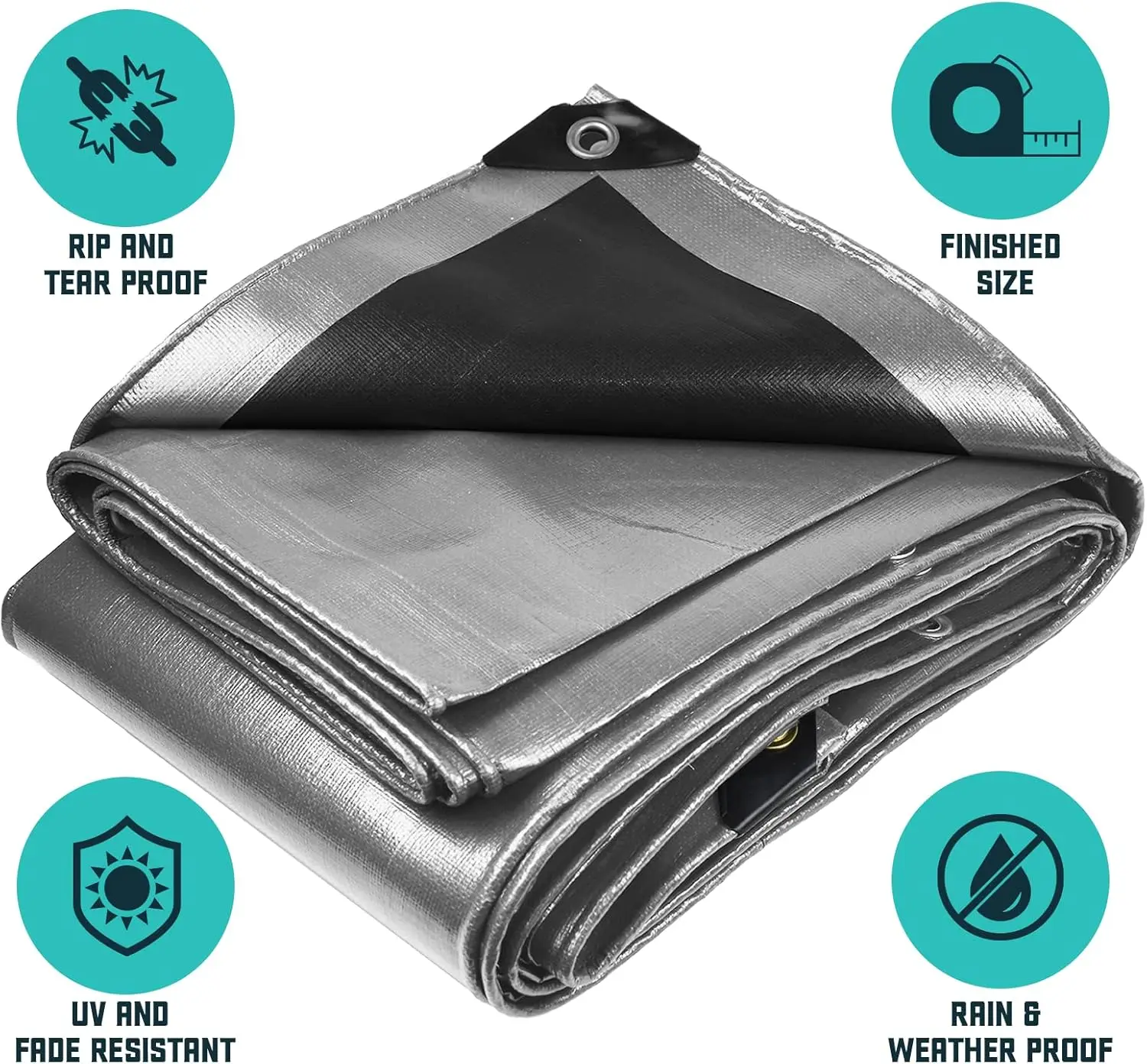 Extra Heavy Duty 16 Mil Tarp Cover, Waterproof, UV Resistant, Rip and Tear Proof, Poly Tarpaulin with Reinforced Edges