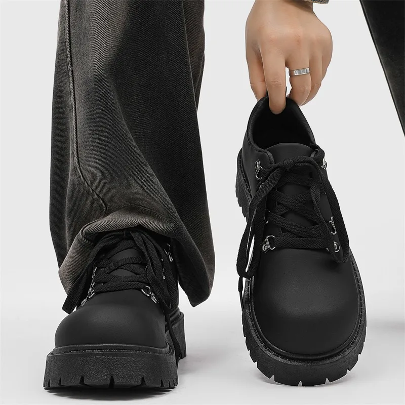 

High Quality Men's Shoes 2025 New Carbon Black Derby Shoe Workwear Luxury Shoes Thick Soled Comfortable Casual Men Leather Shoes