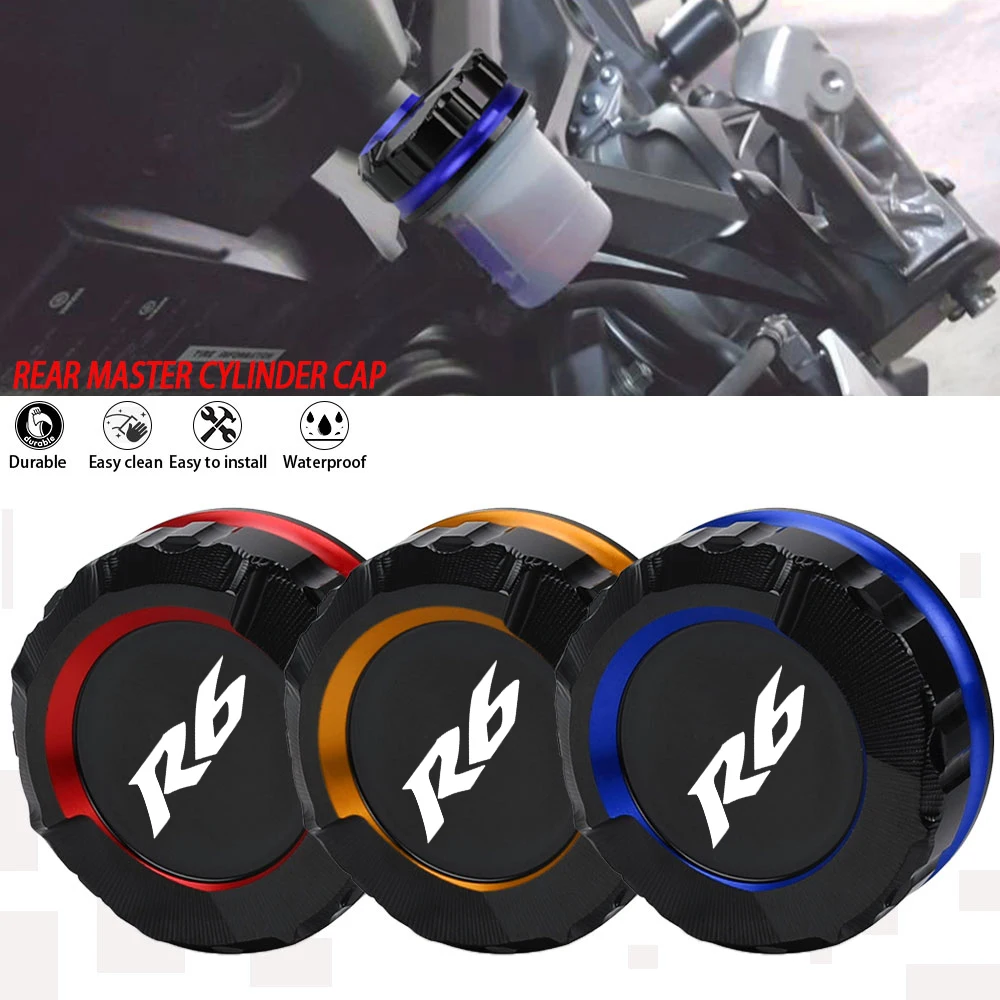 

For YAMAHA YZF R6 YZFR6 YZF-R6 2001 - 2023 2022 2020 2019 Rear Brake Fluid Cap CNC Master Cylinder Reservoir Cover Motorcycle