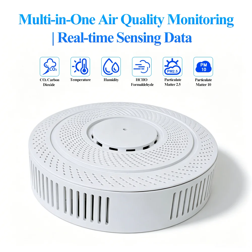 8 in 1 RS485 Air Transmitter Modbus CO2 HCHO TVOC PM2.5 PM10 Temp Humidity Smoke DC9~36V Precision Sensor for HVAC Air Detection