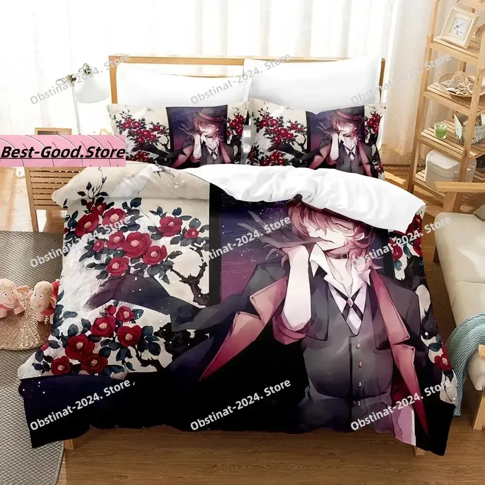 애니메이션 뱅고 스트레이 도그스 나카하라 츄야 침구 세트 프린트 베드 세트 베개 커버 포함 퀸 사이즈 슈퍼 킹 사이즈 침실용