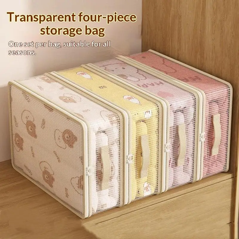 ~Sheet Organizers And Storage Stackable Container Bag With Handle Bedding Storage For Closet Bedroom Home Duvet Covers