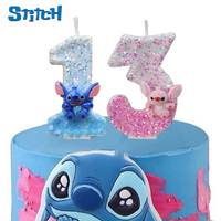 Stitch Angel Digit 0-9 Candle Disneys Cute Cake Toppers Birthday Decoration Gender Reveal Couple Anniversary Party Supplies Gift