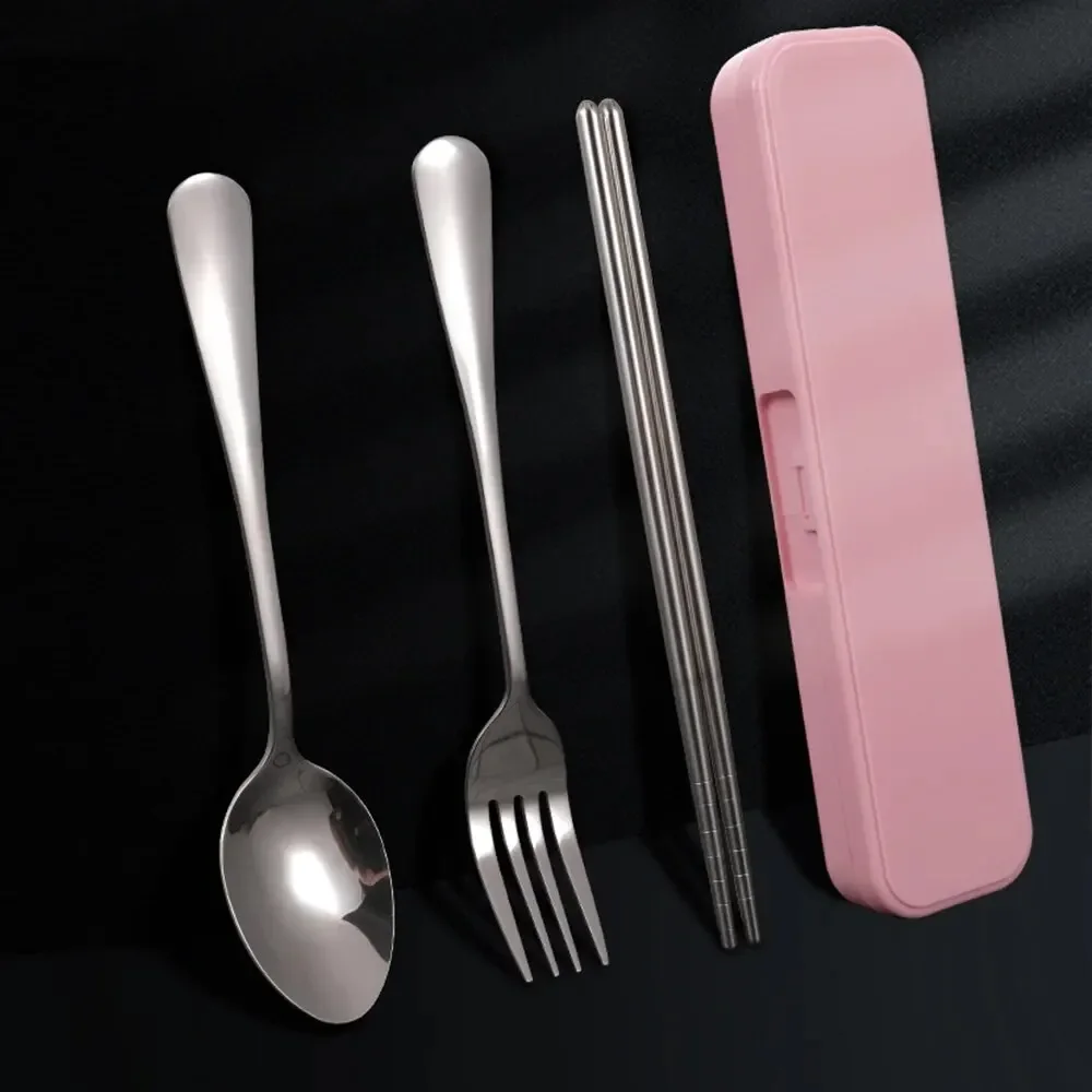 Travel Camping Cutlery Set Portable Tableware Stainless Steel Chopsticks Spoon Fork Steak Knife with Storage Case