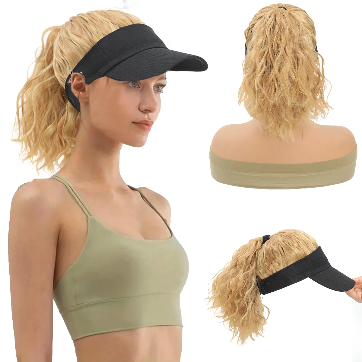 Adjustable Women’s Baseball Hat Wig with Curly Ponytail  Sporty Stylish Synthetic Cap for All Hair Extensions