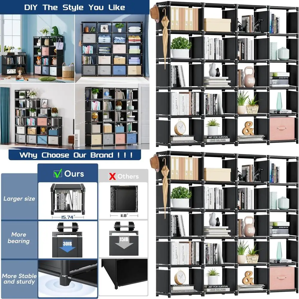 

Large DIY Metal Cube Bookshelf - Storage Organizer for Home, Office, and Living Room