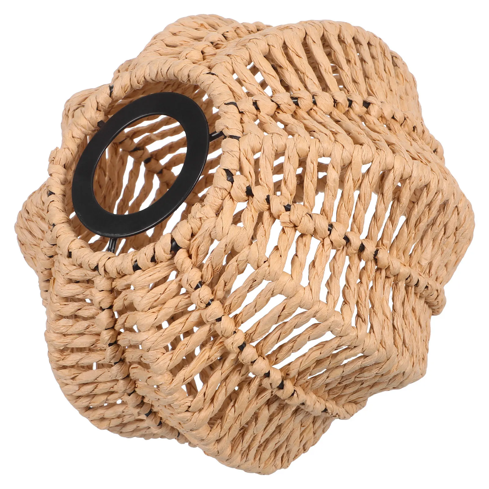Handwoven Woven Pumpkin Lampshade Boho Pendant Ceiling Light Shade Rustic Pumpkin Shape Lampshade 4.2cm Hole Diameter